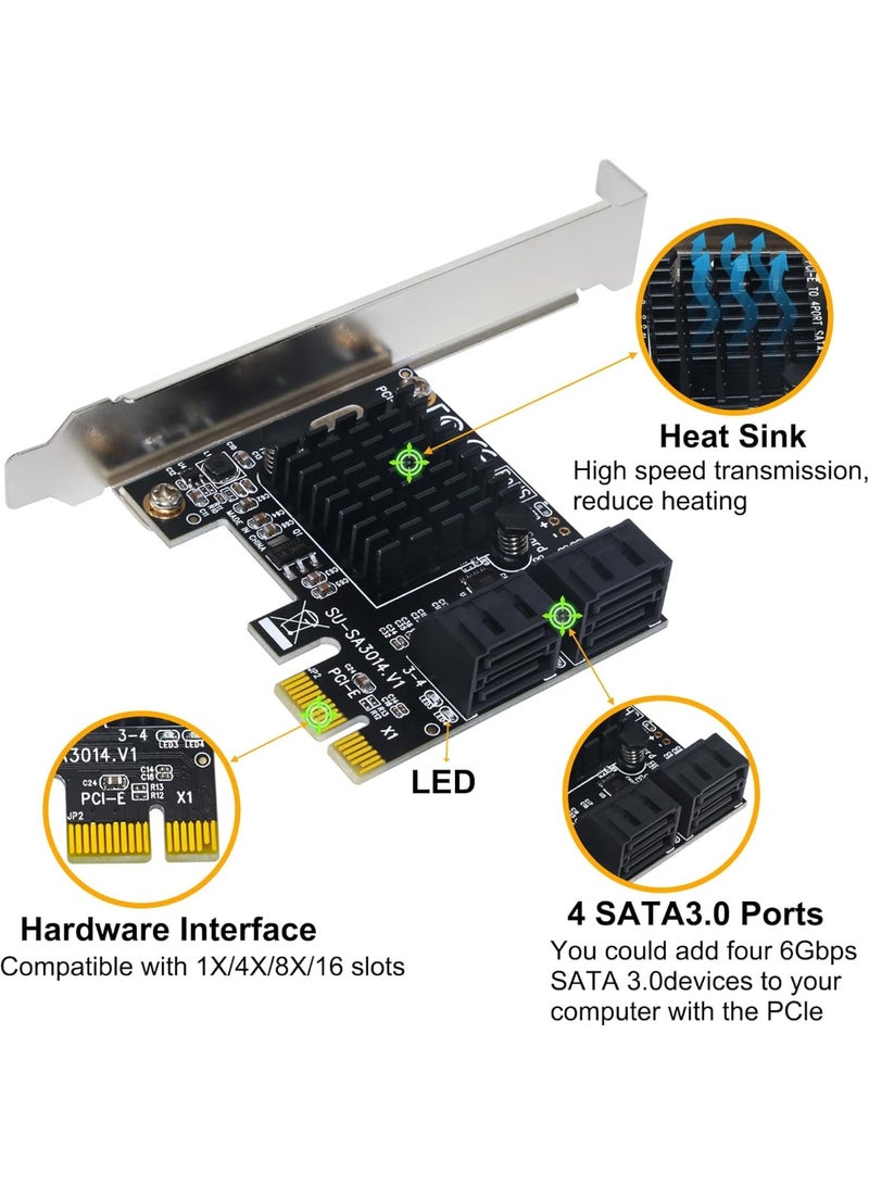 igeekwell SATA Card, 4 Port SATA 3.0 Controller Expansion Card with 4 SATA Cable, 6Gbps PCIe SATA Card with Low Profile Bracket, Non-Raid, Boot as System Disk, Support 4 SATA 3.0 Devices - Image 5